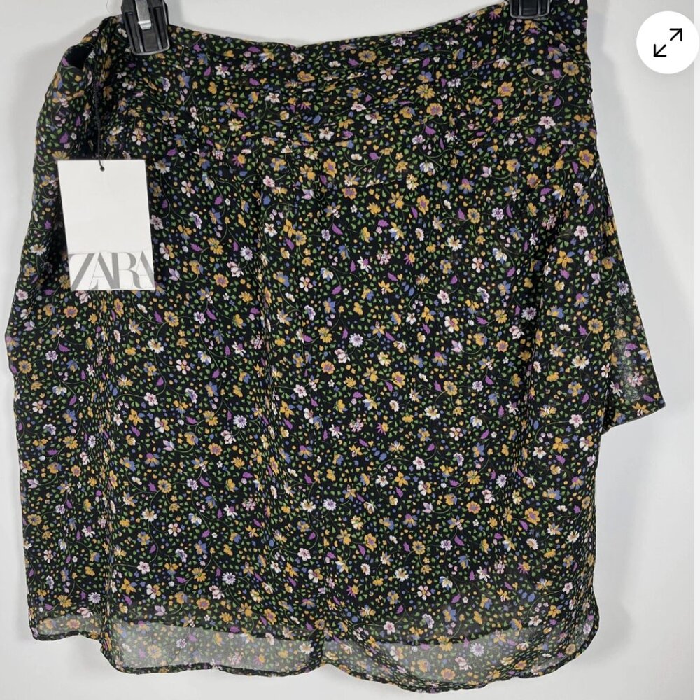 Zara Womens Skirt Flower printed Layered Ruffle Small - NWT